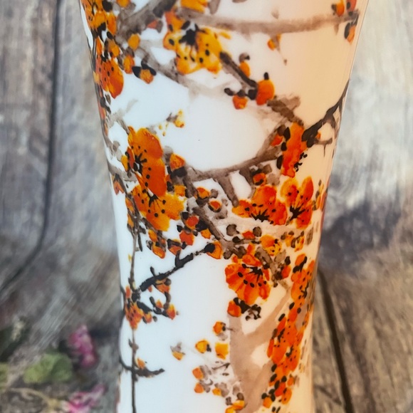 Teavana Dining Teavana Orange Cherry Blossom Porcelain Tumbler